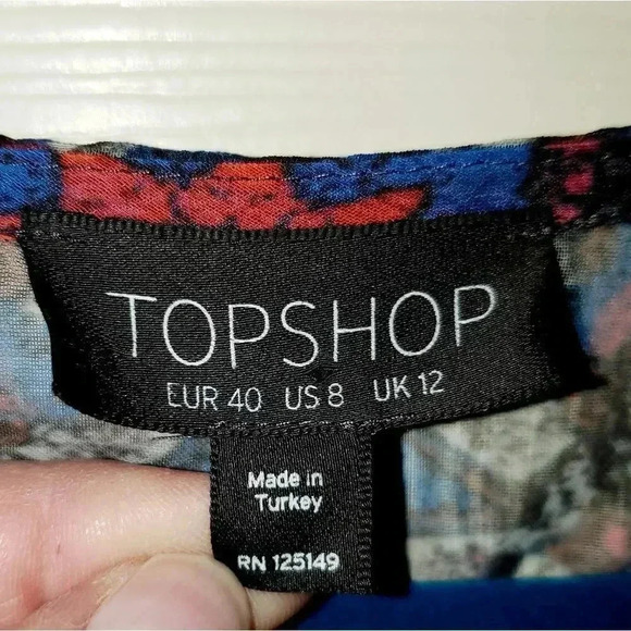 TOPSHOP Red & Blue Print Kimono Swim Beach Dress Tank Cover-up Top 8 or M L - Picture 5 of 7